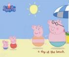 Peppa Свинья со своей семьей на пляже